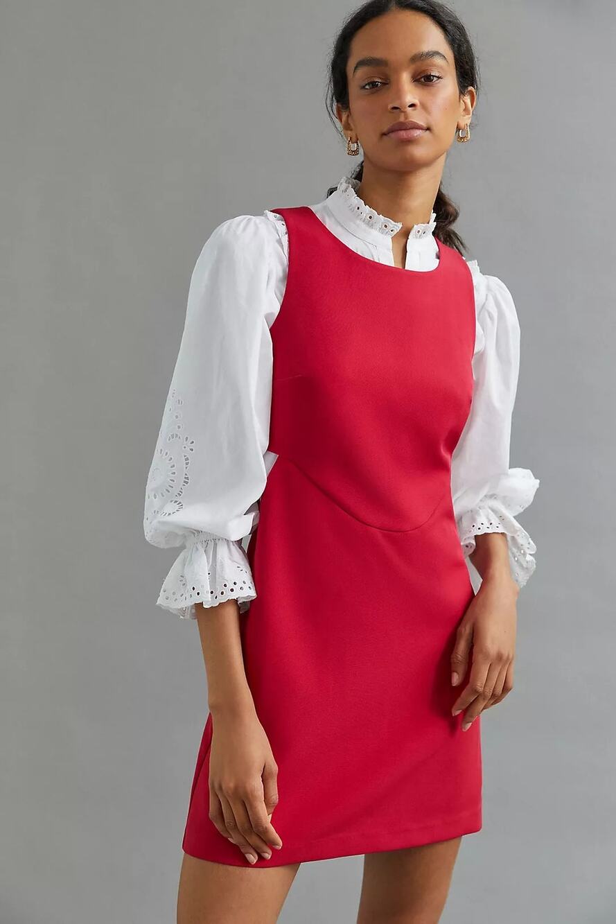Mare Mare Anthropologie Cut Out Mini Shift Dress Red Sleek Modern Size S Small